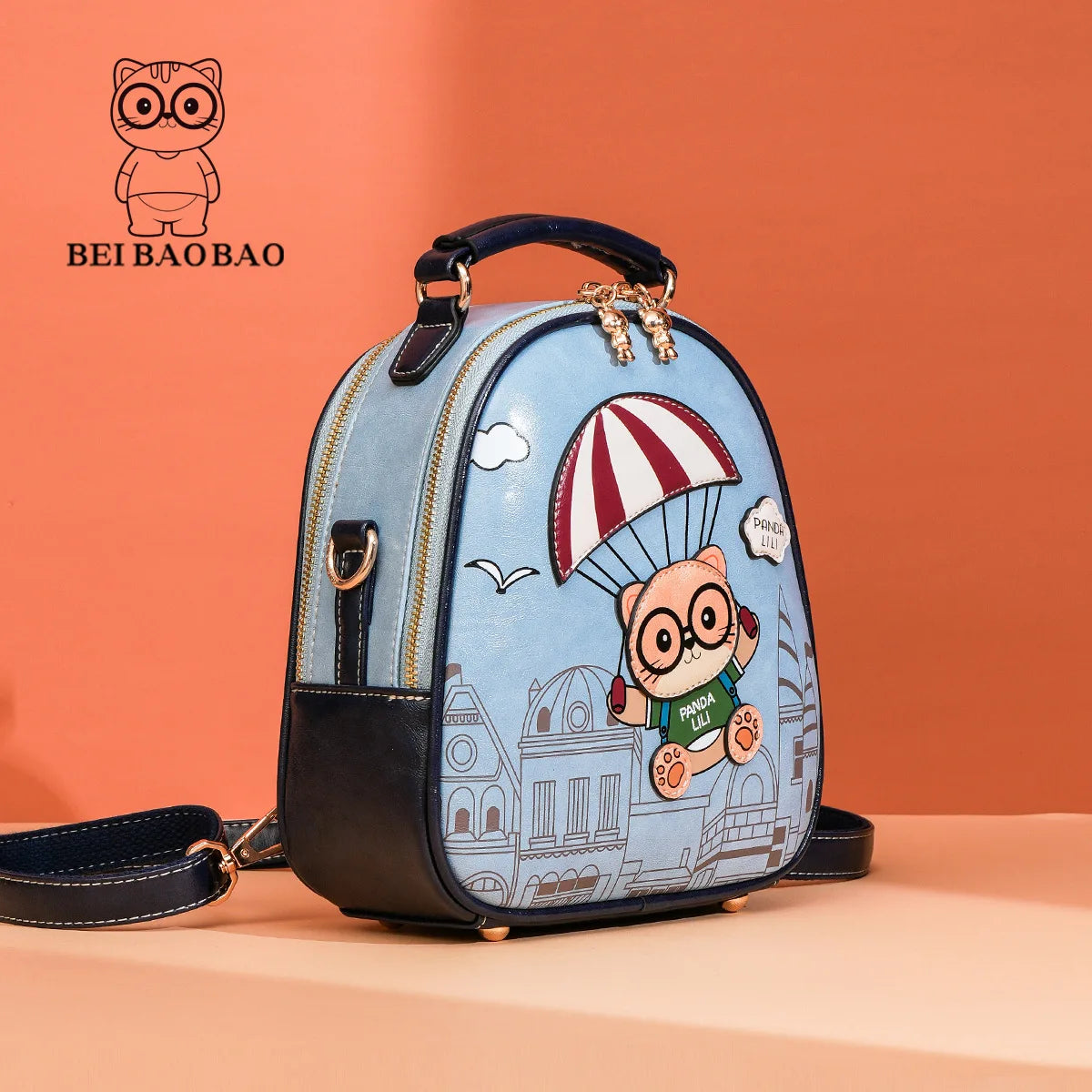 Soft Leather Small Backpack Shoulder Bag Multifunction Travel Bag