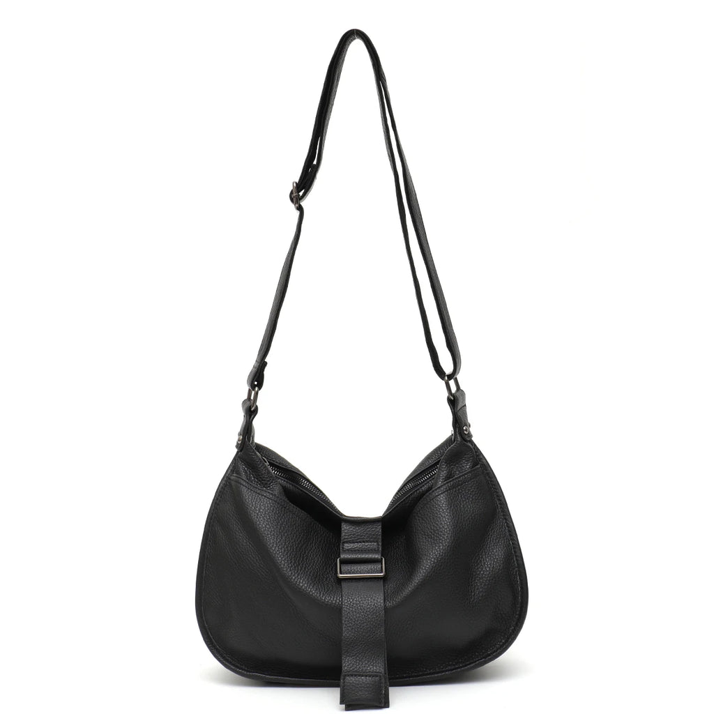 Stylish Genuine Leather Shoulder Bag Multi Pockets Satchel