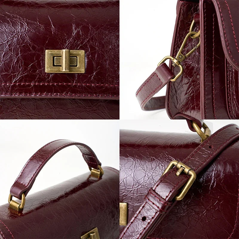 Genuine Leather Shoulder Bag Fashionable Versatile Design