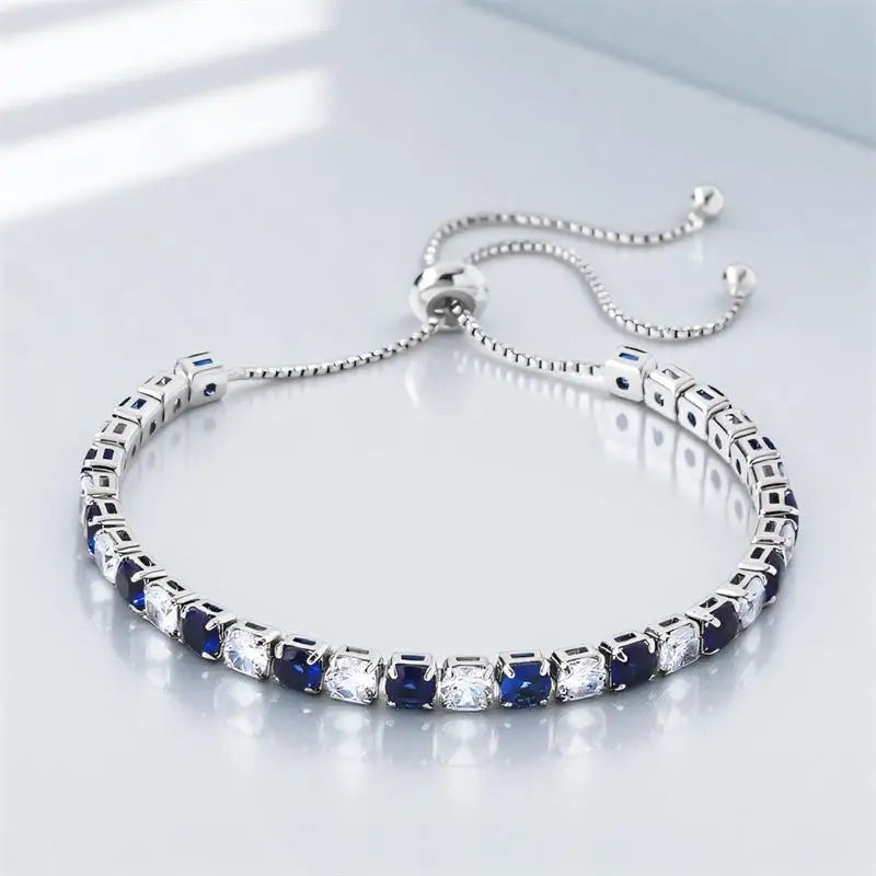 Multicolor Crystal Rainbow Zircon 4mm Round Stone Tennis Bracelets For Women