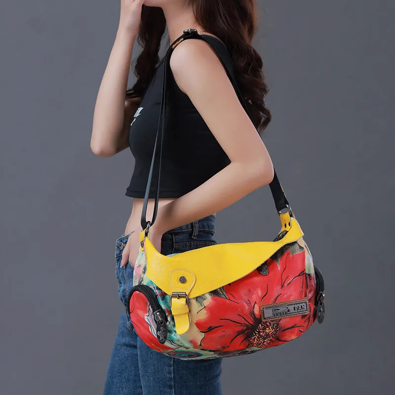 Luxury Fashion Bag Canvas With Leather Flowers Shoulder Bag