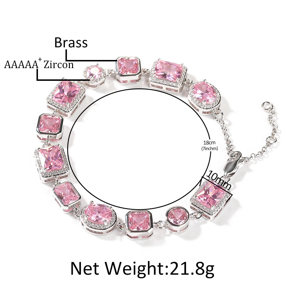 Charming Pink Cubic Zircon Bracelet Fine Luxury Jewelry
