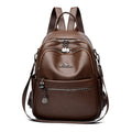 Pebbled Leather Texture Backpack Shoulder Bag Large Capacity Commuter Daypack