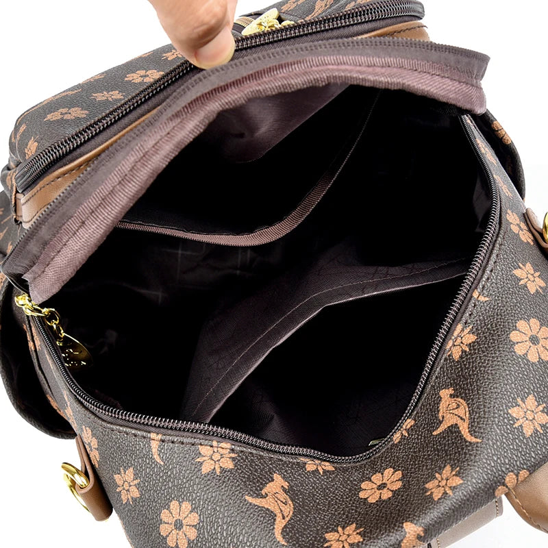 High Quality PU Solid Zipper Backpack Large Capacity Commuting Backpack