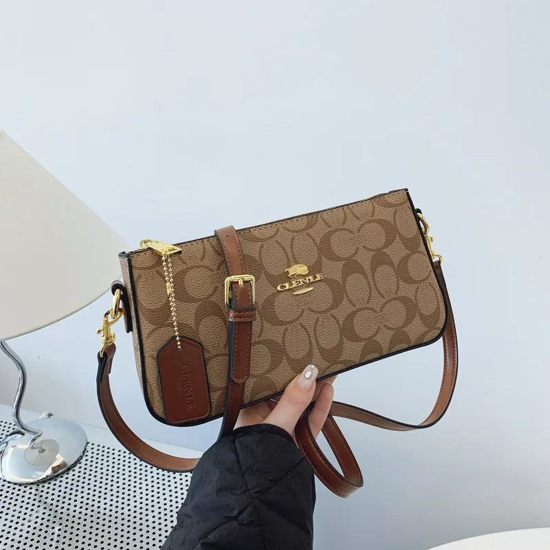High-end Style Handbag with Chain Strap and Vintage Print