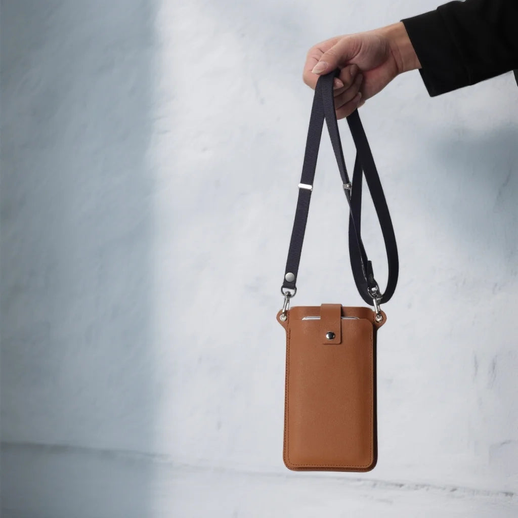 Premium Leather Crossbody Phone Bag Adjustable Strap
