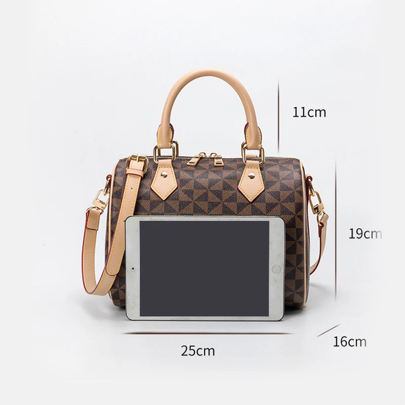 Women's Boston Pillow Bag Simple Versatile Crossbody Bag Flower Handbag