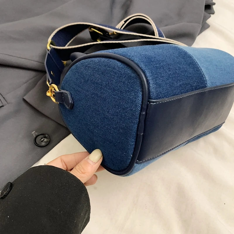 Patchwork Colorblock Mini Handbags Denim Shoulder Cross Body Bags Casual