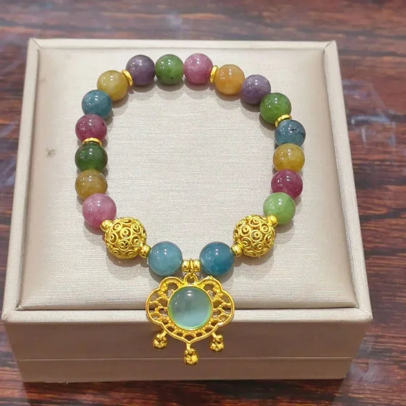 Natural Jade Agate Bracelet Exquisite Flower Design