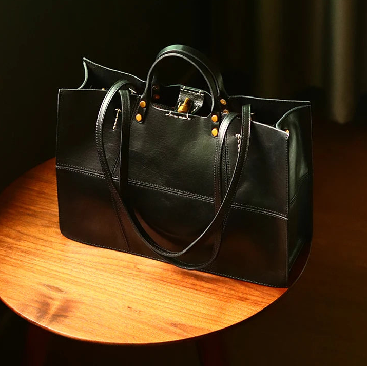 Genuine Leather Handbags Cowhide Large Capacity Tote Niche Retro Commuter Bags