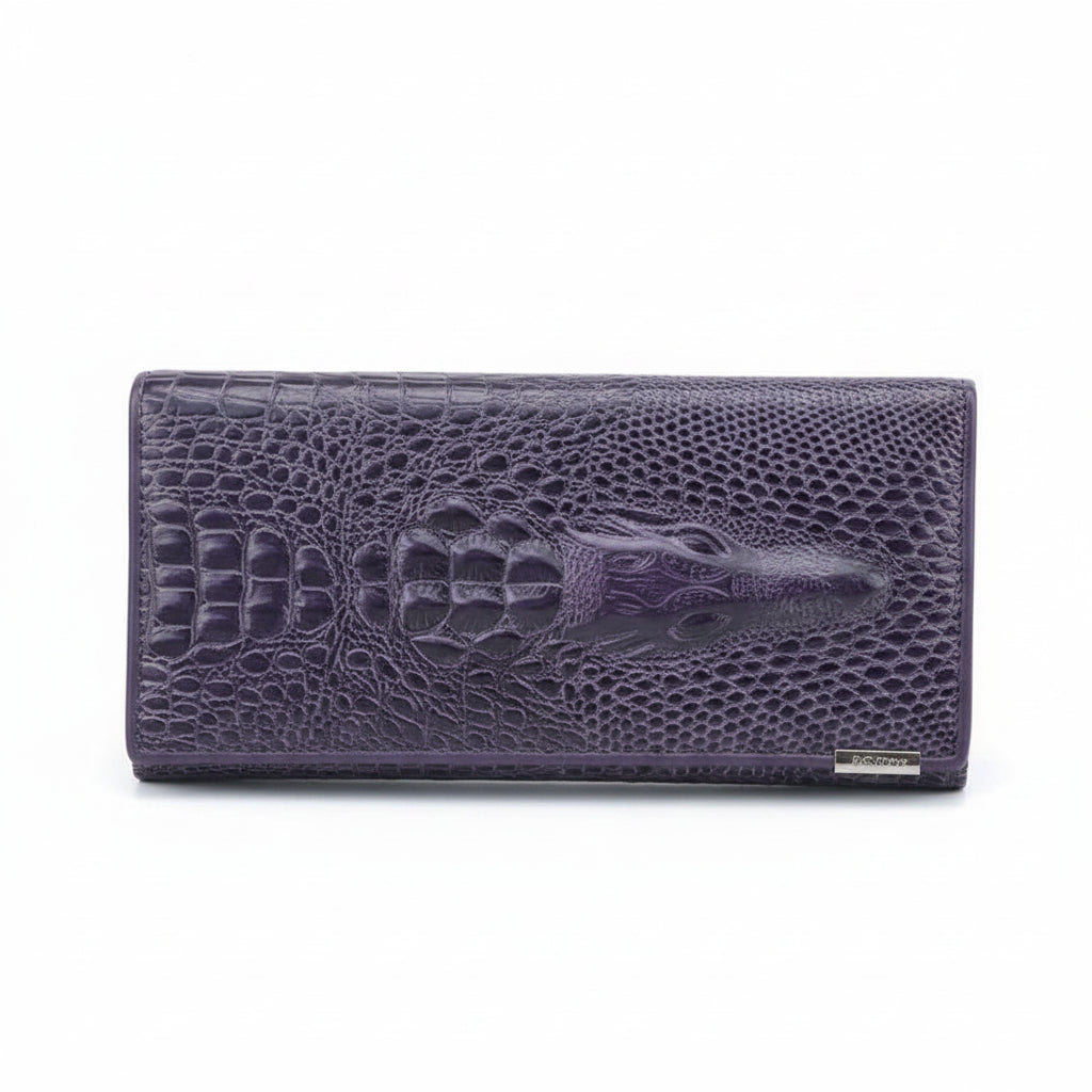 Long Zipper Pattern Leather Wallet Large Capacity Design