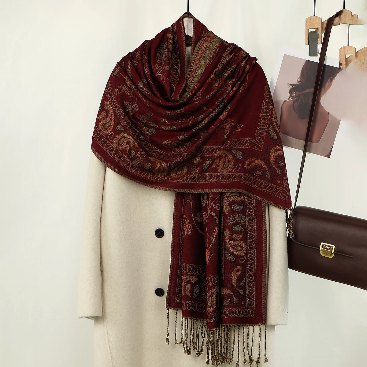 Paisley Embroidery Retro Cashew Cotton Scarf Wraps