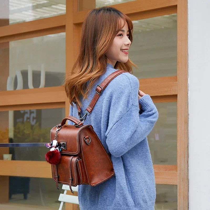 Small Backpack Women Faux Leather Vintage Luxury Bag