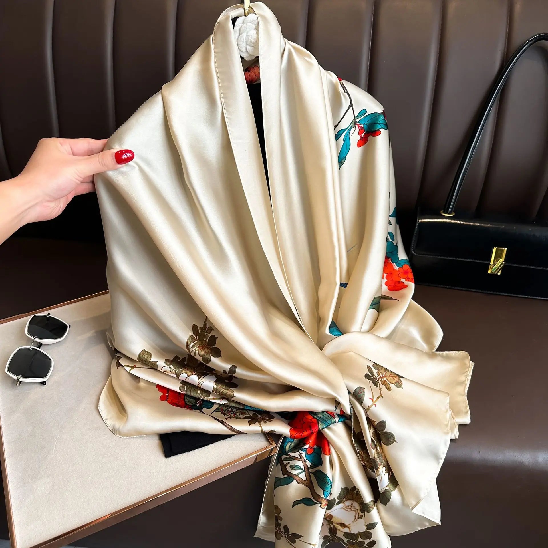 Luxury Brand Silk Scarves Women Fashion Print 180X90CM Long Silk Headscarf