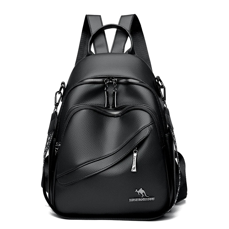 Fashion Backpack Women Shoulder Bag Soft Leather Rucksack