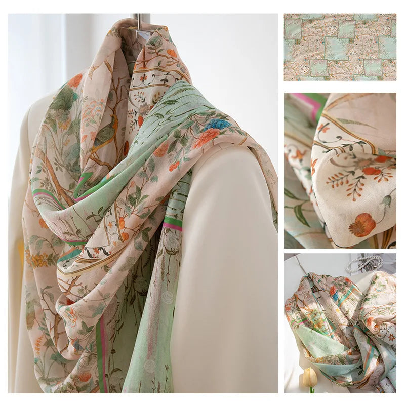 Luxury 100% Mulberry Silk Scarf Thin Breathable Shawl