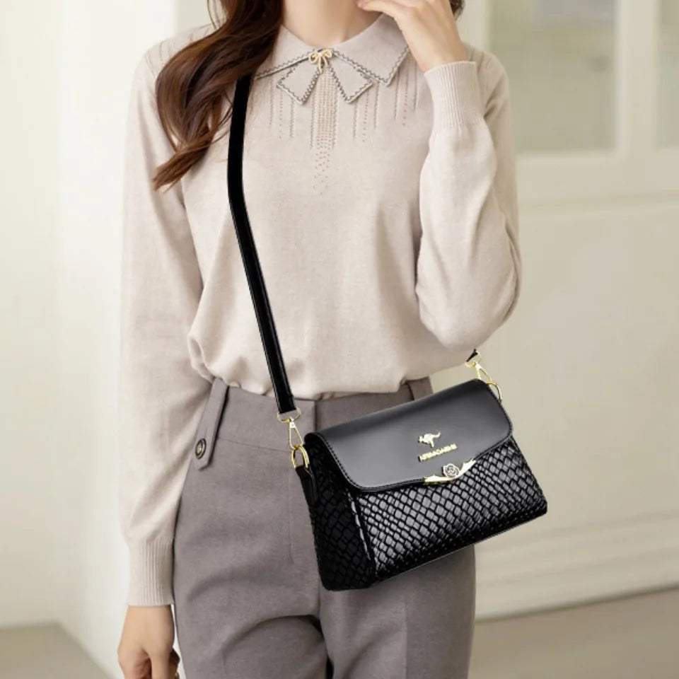 Luxury Handbag Design Pu Leather Knitting Shoulder Messenger Crossbody Bags
