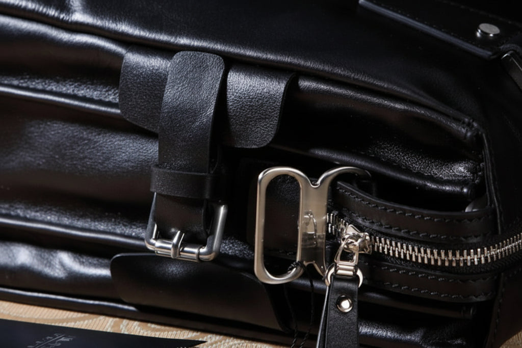Men's Genuine Leather Vertical Briefcase 14 Inch Laptop Bag