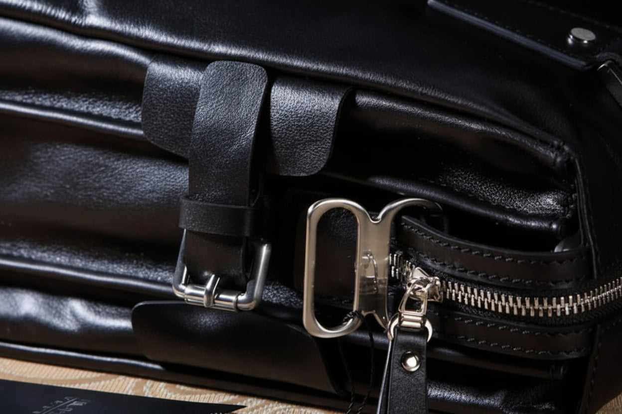 Men's Genuine Leather Vertical Briefcase 14 Inch Laptop Bag