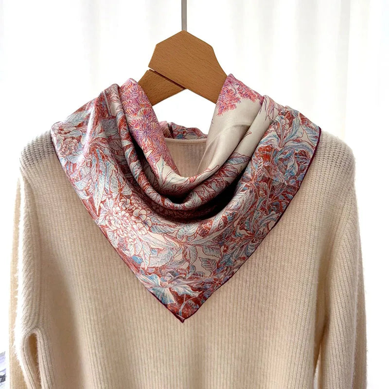 Large Square 100% Silk Scarf Neckerchief 90 Natural Silk Scarves