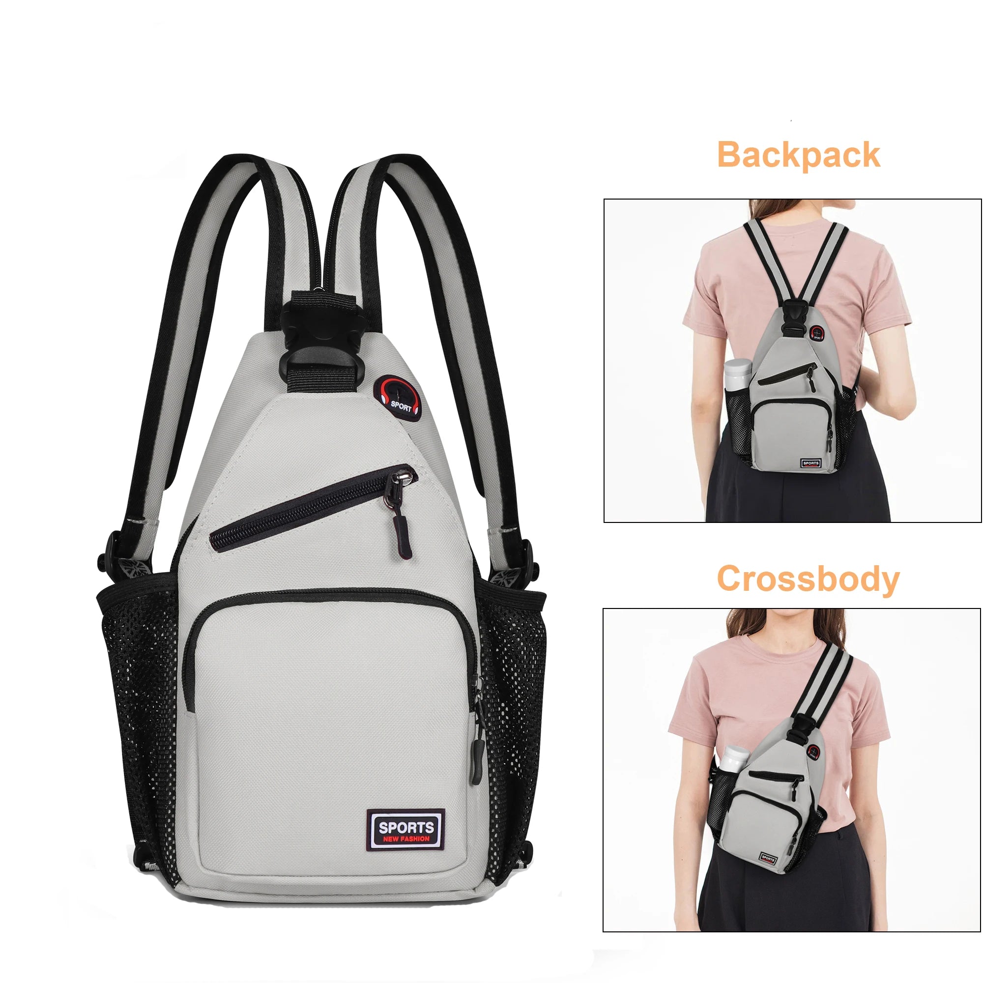 Women Chest Bags Adjustable Backpack Single Shoulder Bag With Earphone Hole
