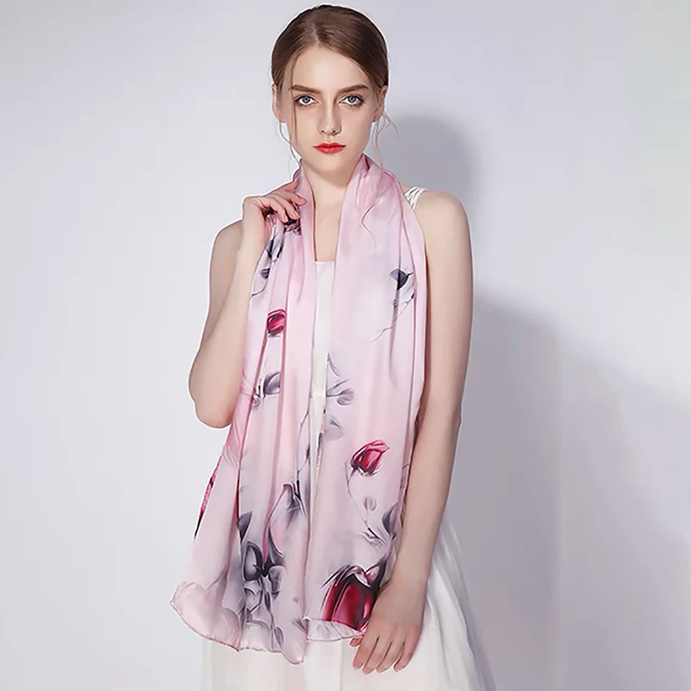 100% Pure Mulberry Silk Long Headband Neckerchief Luxury Bandana Scarves 68*180CM