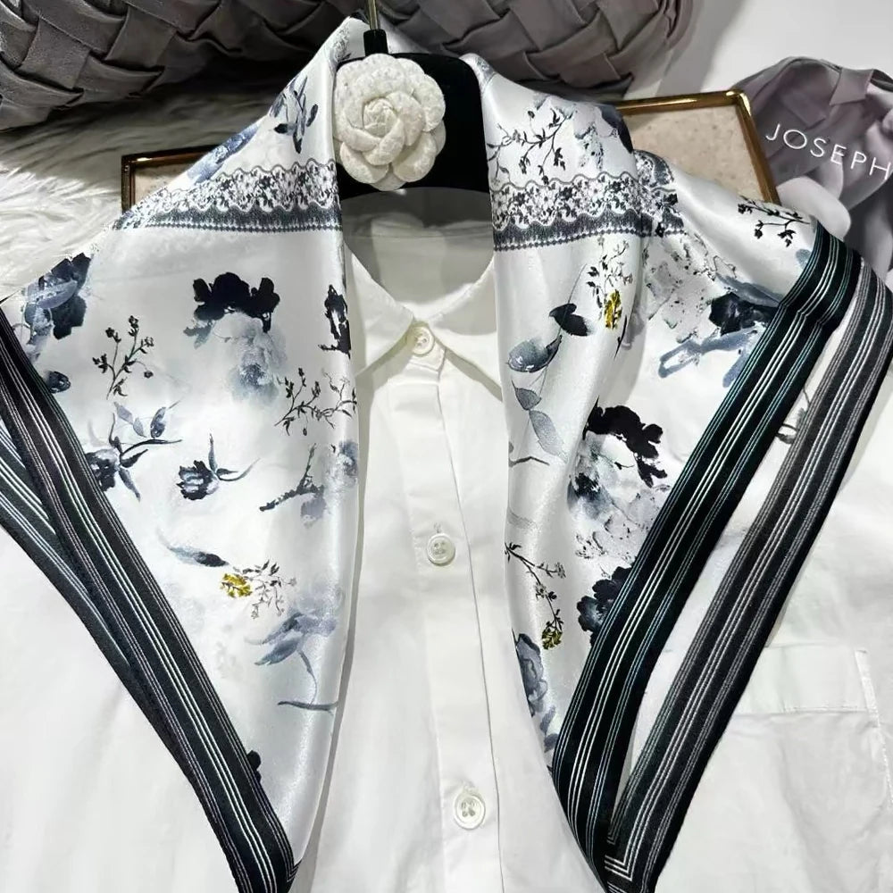 100% Silk Small Square Scarf Neckerchief for Women