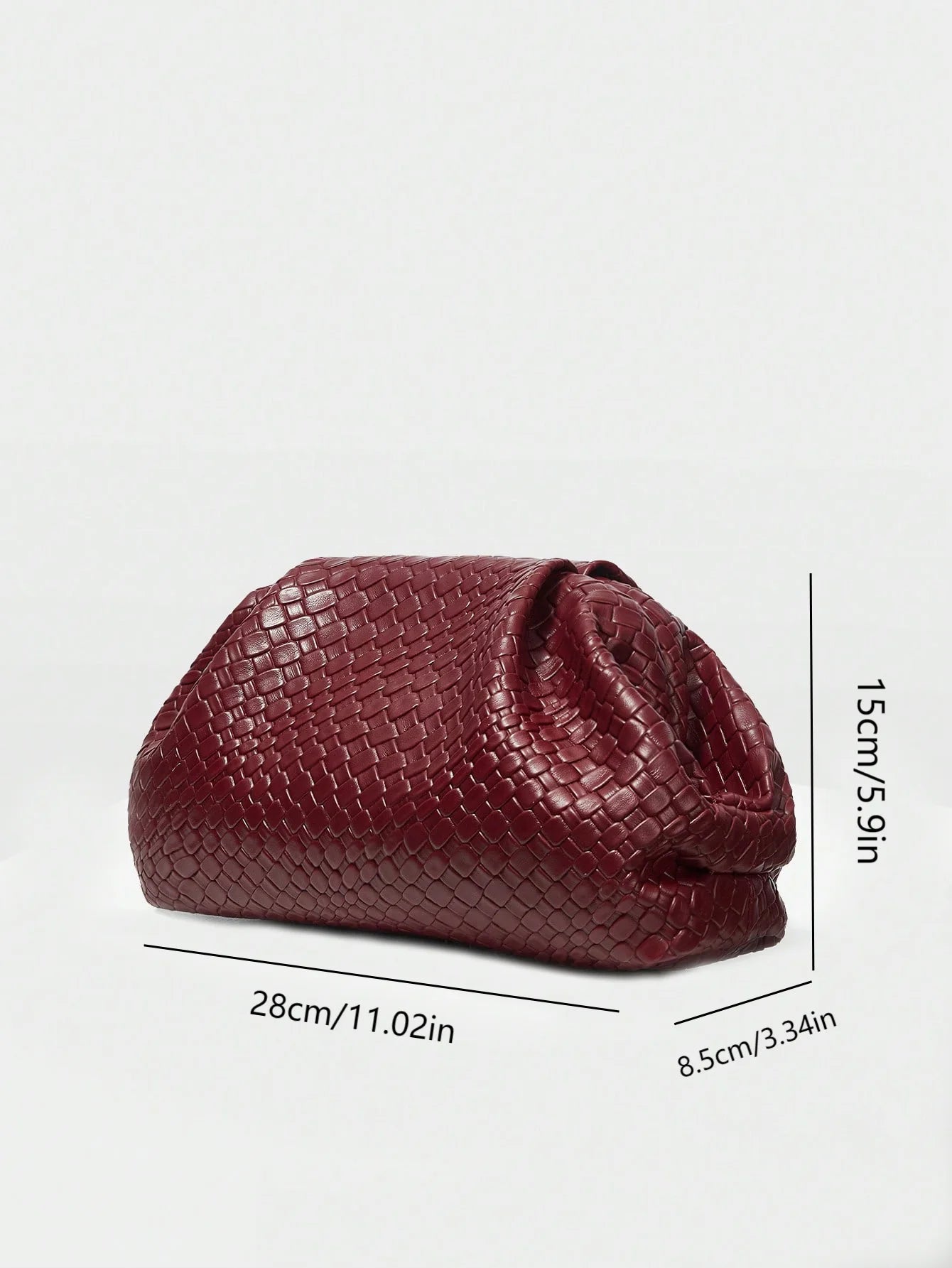 High end retro solid color woven embossed handbag large capacity cloud bag