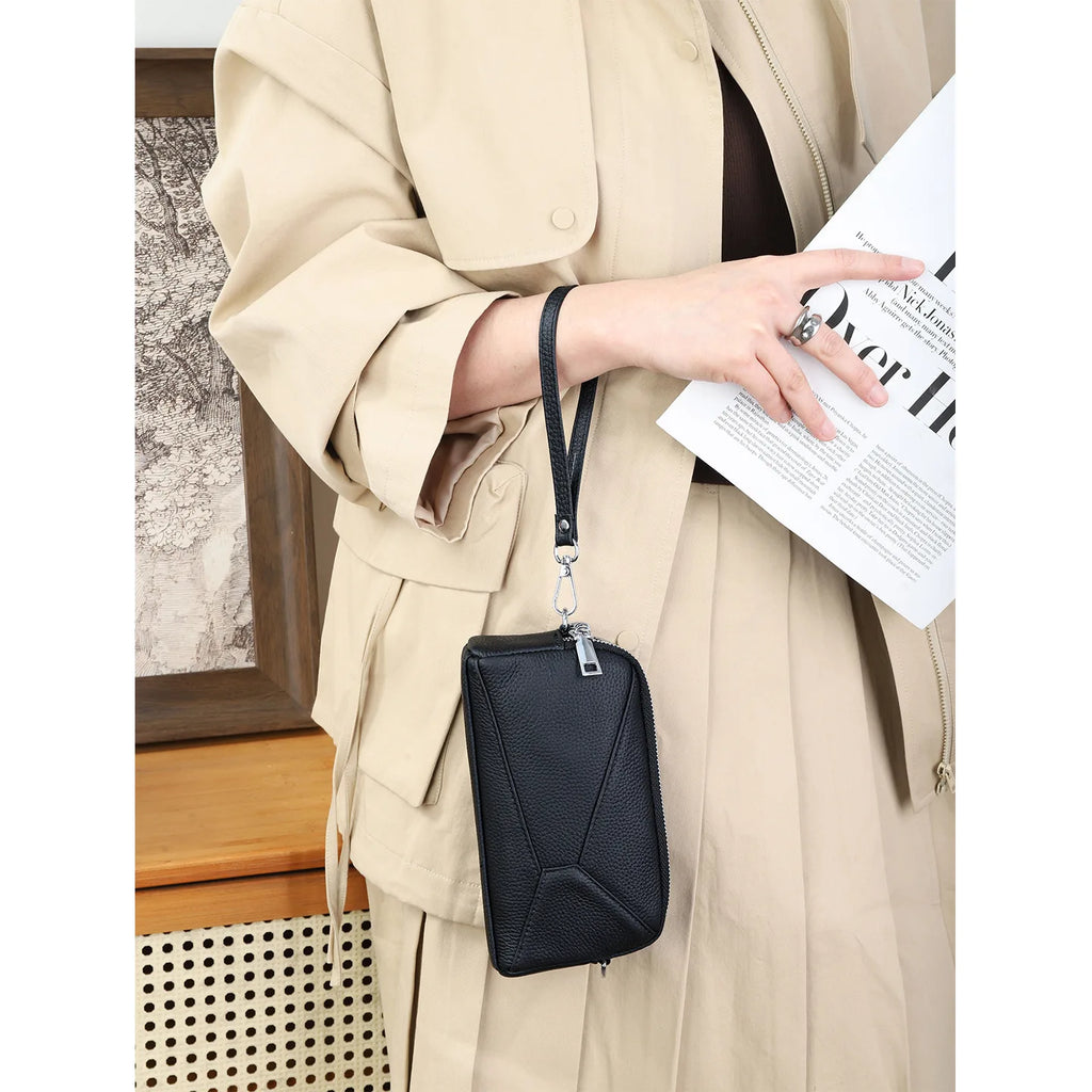 Crossbody Bags Genuine Leather Shoulder Purse Cross Body Bag with Wristlet