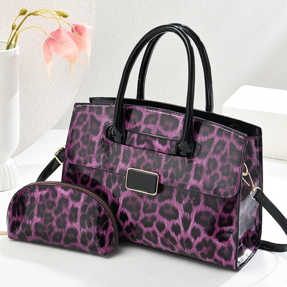 Fashionable Leather Leopard Print Handbag Luxury Shoulder Bag