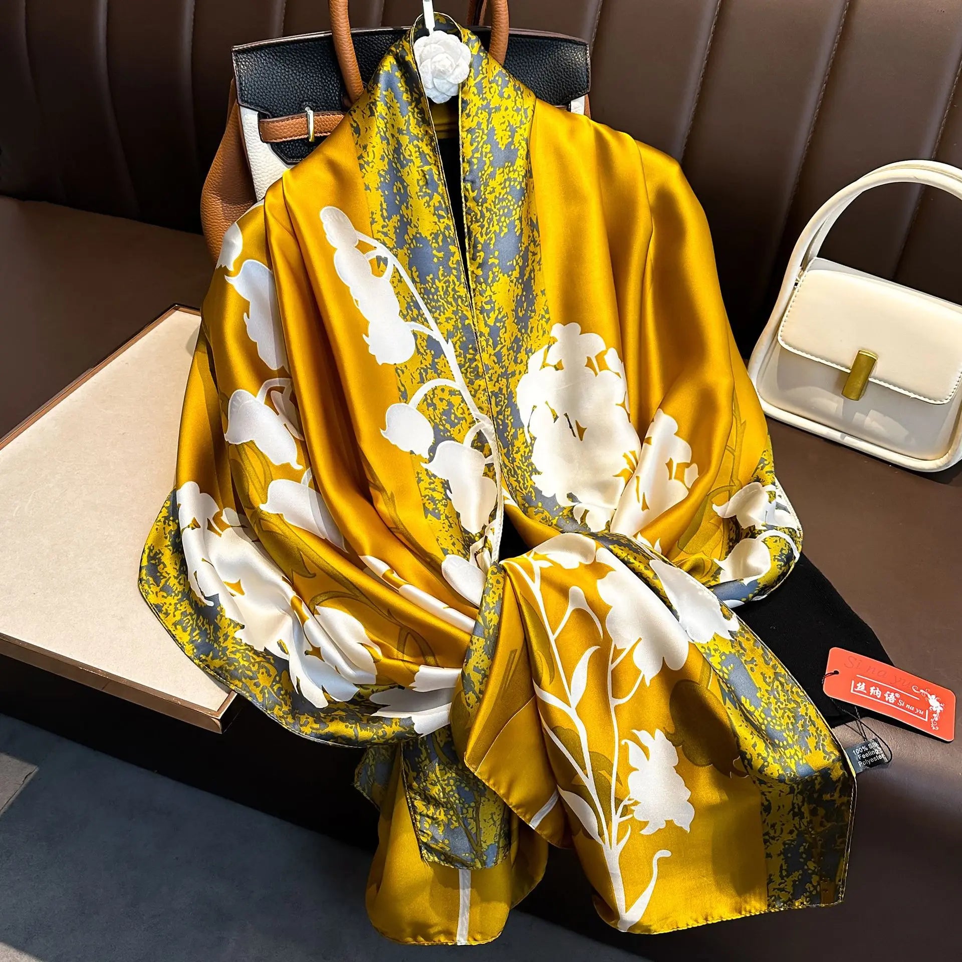Luxury Brand Silk Scarves Women Fashion Print 180X90CM Long Silk Headscarf