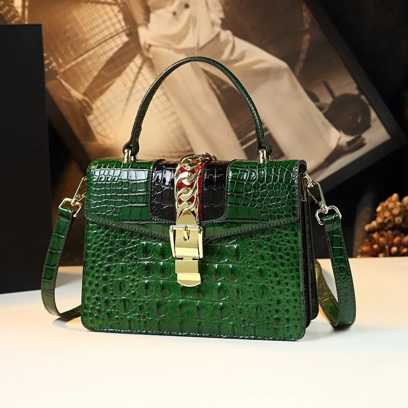 Women's fashion leather crocodile pattern handbag messenger bag small shoulder bag