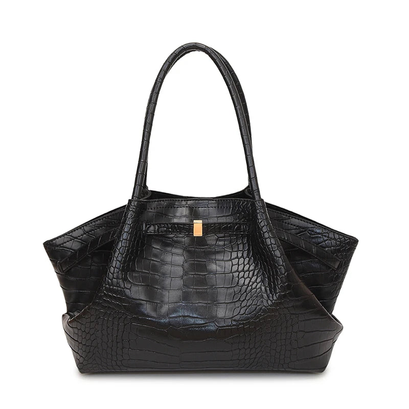 Vintage Crocodile Print Women's Pu Leather Tote Bag Luxury Design