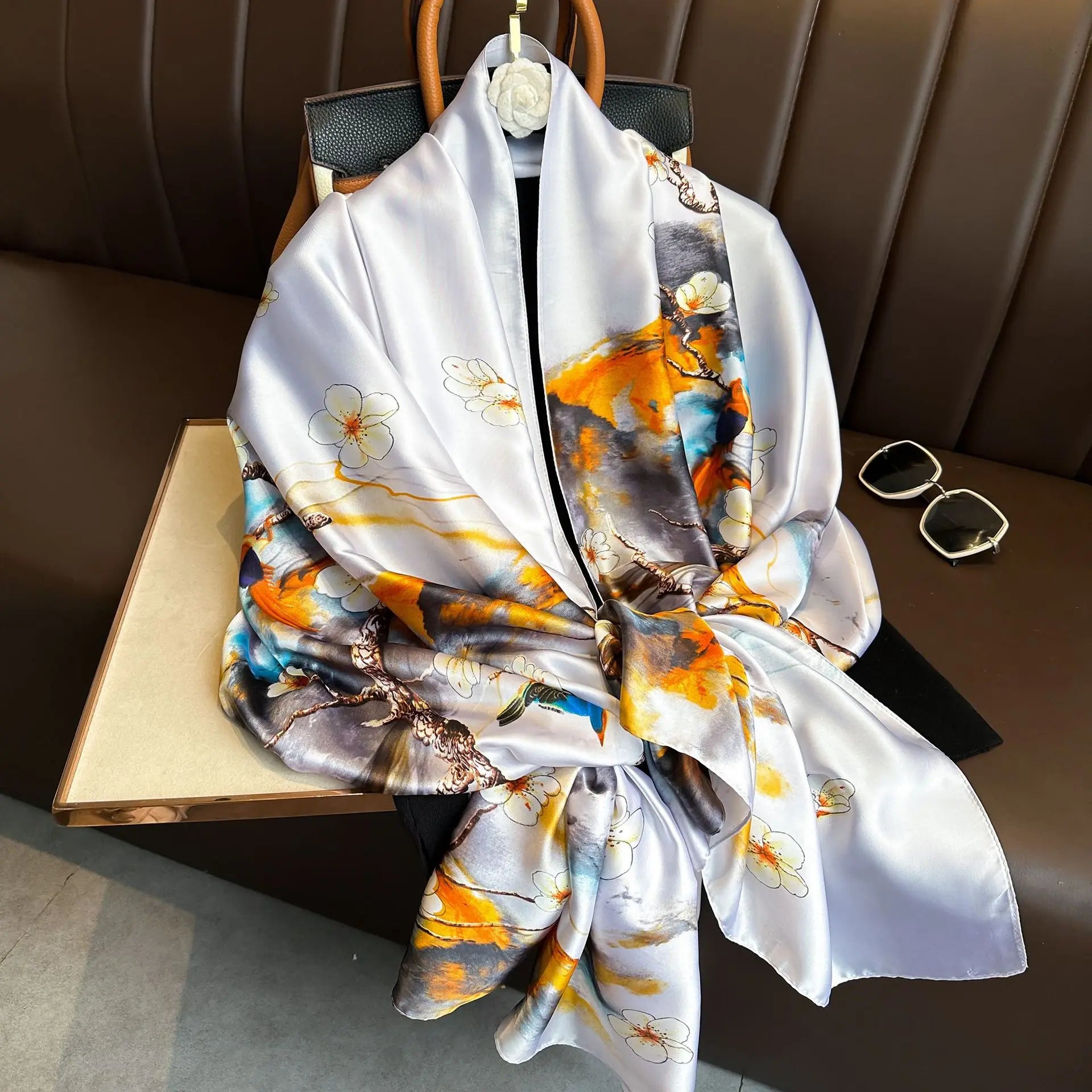 Luxury Brand Silk Scarves Women Fashion Print 180X90CM Long Silk Headscarf