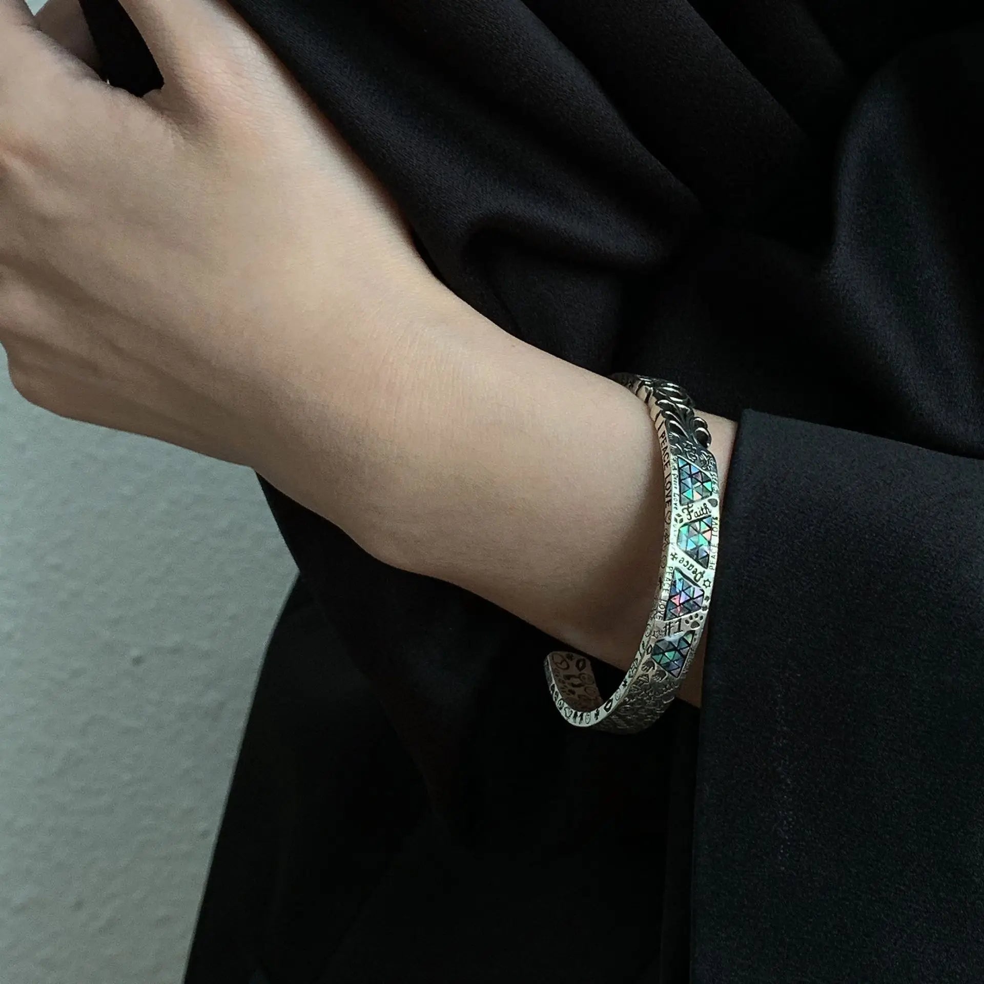 Geometric Graffiti Cuff Bracelet For Women Punk Fashion Jewelry Gift Bracelet