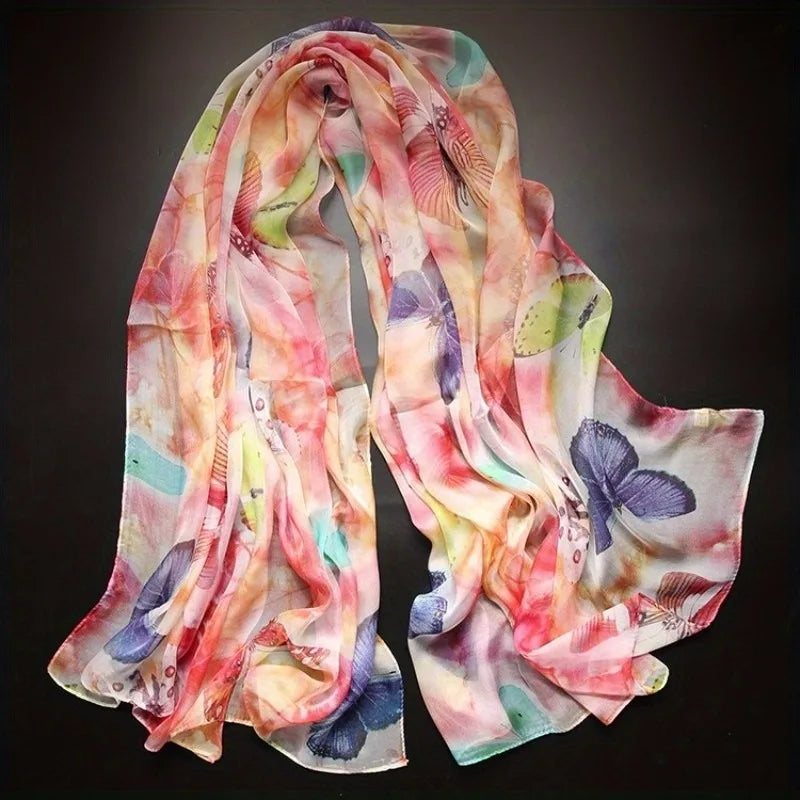 Lightweight Large 100% Mulberry Silk Chiffon Scarf