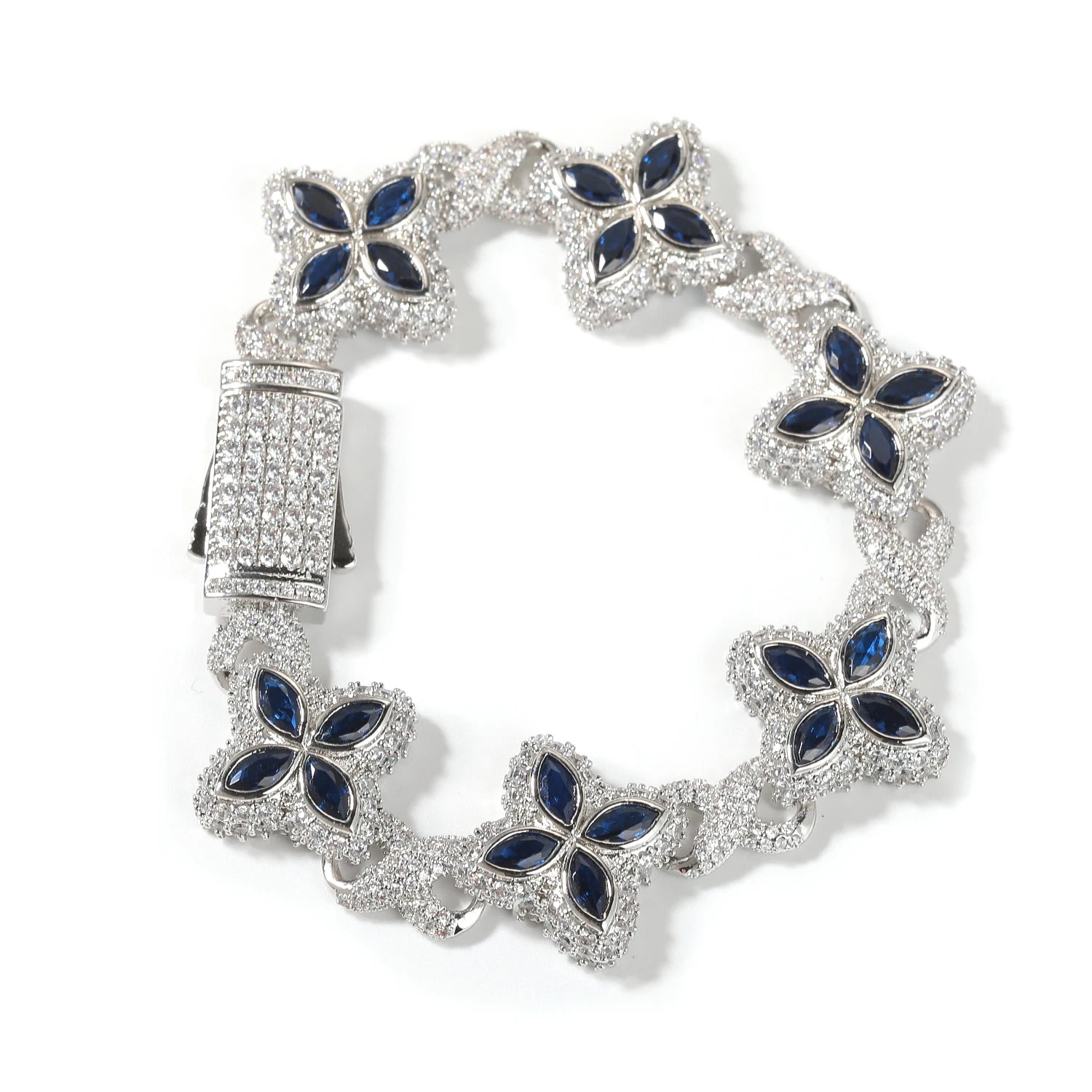 Iced Baguette CZ Floral Infinity Bracelet Jewelry