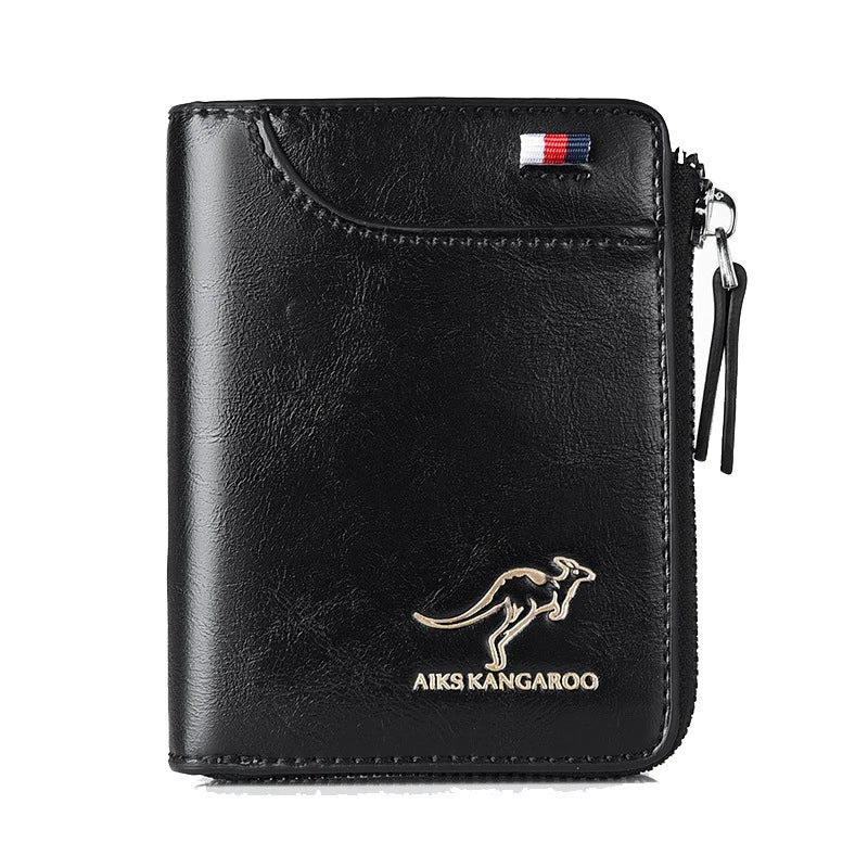 Mens Wallet Leather Business Card Holder Zipper Wallets