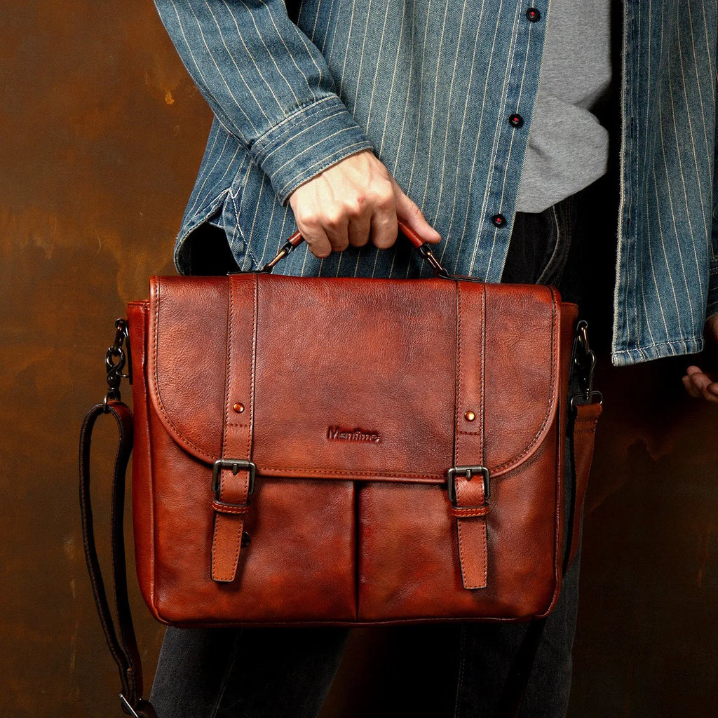 Genuine Leather Handbag Men's Business Commute Document Bag