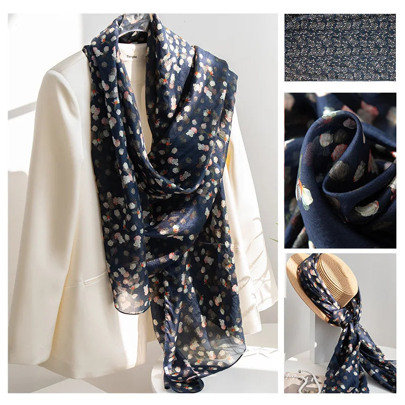 Luxury 100% Mulberry Silk Scarf Thin Breathable Shawl