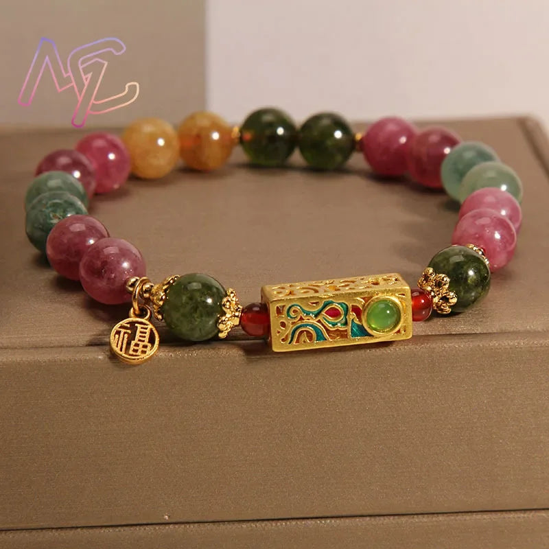 Natural Jade Agate Bracelet Exquisite Flower Design