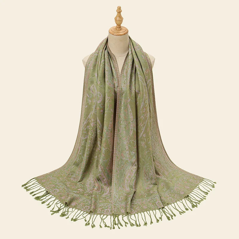 Retro Jacquard Paisley Tassel Scarf Cotton Shawls