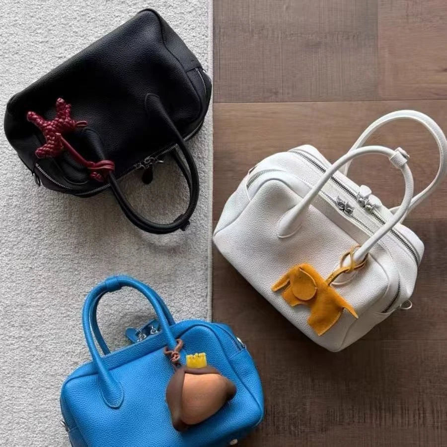 Litchi Texture Bowling Bag Commuter Versatile Single Shoulder Slant Cross Bag for Women