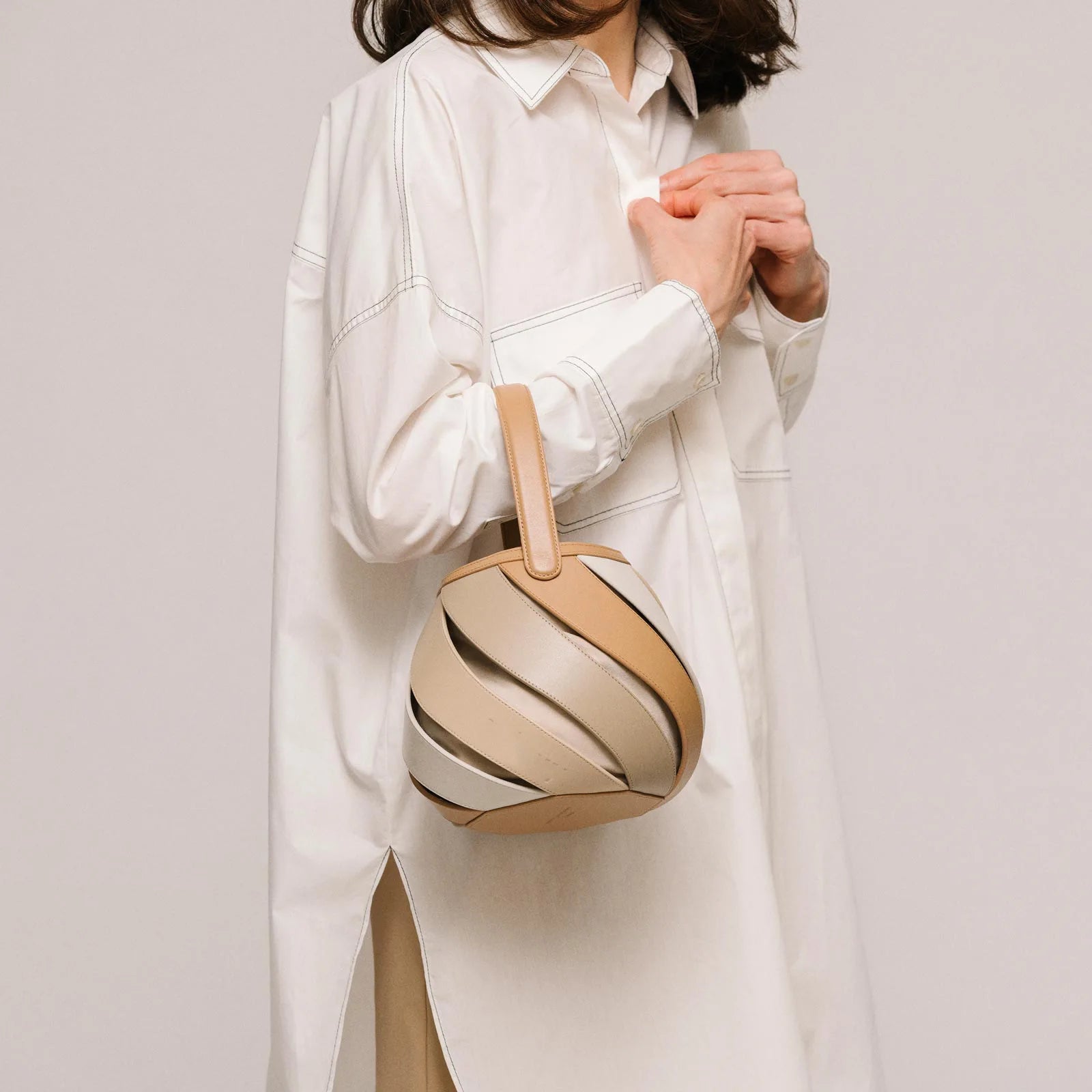Geometric Multicolor Bucket Bag Design Aesthetic Round Handbag