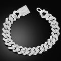 14MM Iced Prong Link Cuban Chain Bracelets Full Rhinestones