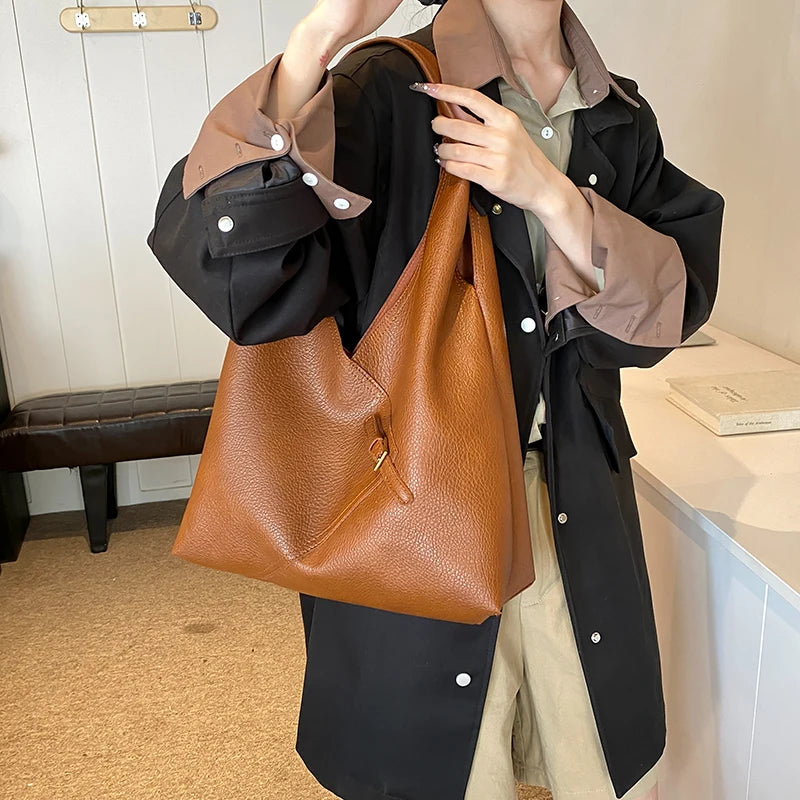 Lychee Pattern 2-IN-1 Shoulder Bag Set Soft PU Leather