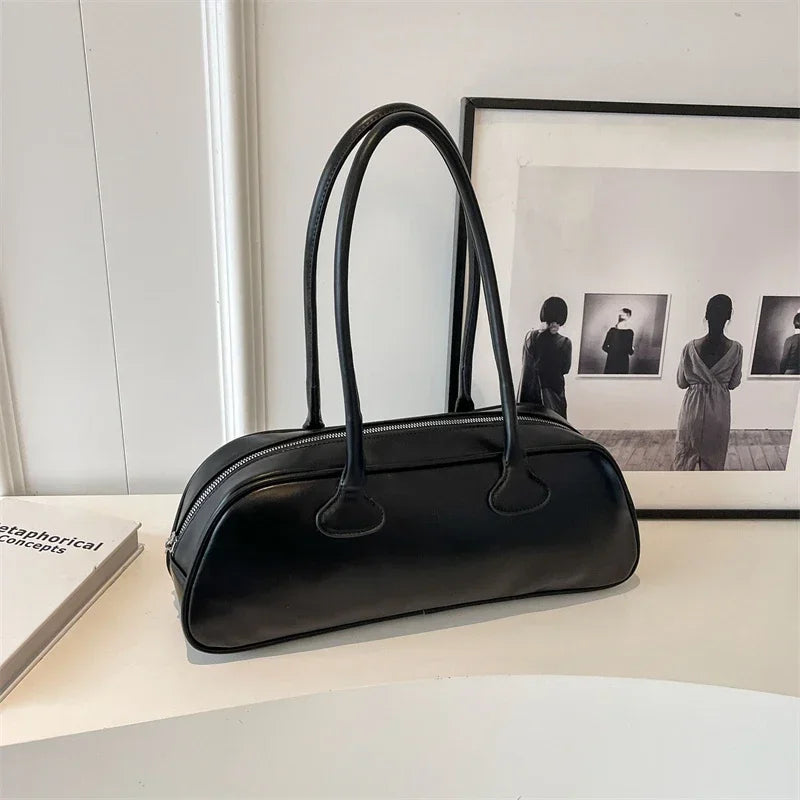 High-quality Zipper PU Women's Bag Retro Light Luxury Bag