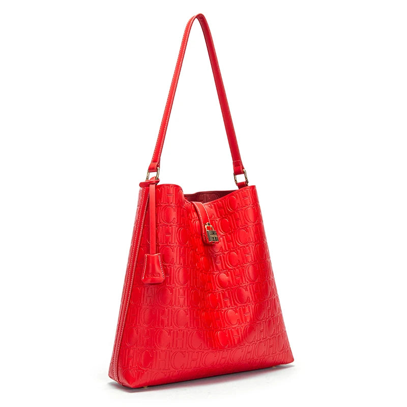 Leather Shoulder Bags Vintage Inspired Designs Gold-Toned Locks Textured Straps