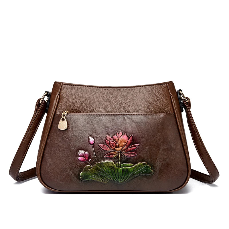 Fashion Luxury Women Tote Bags Designer Flower PU Leather Shoulder Crossbody Bag