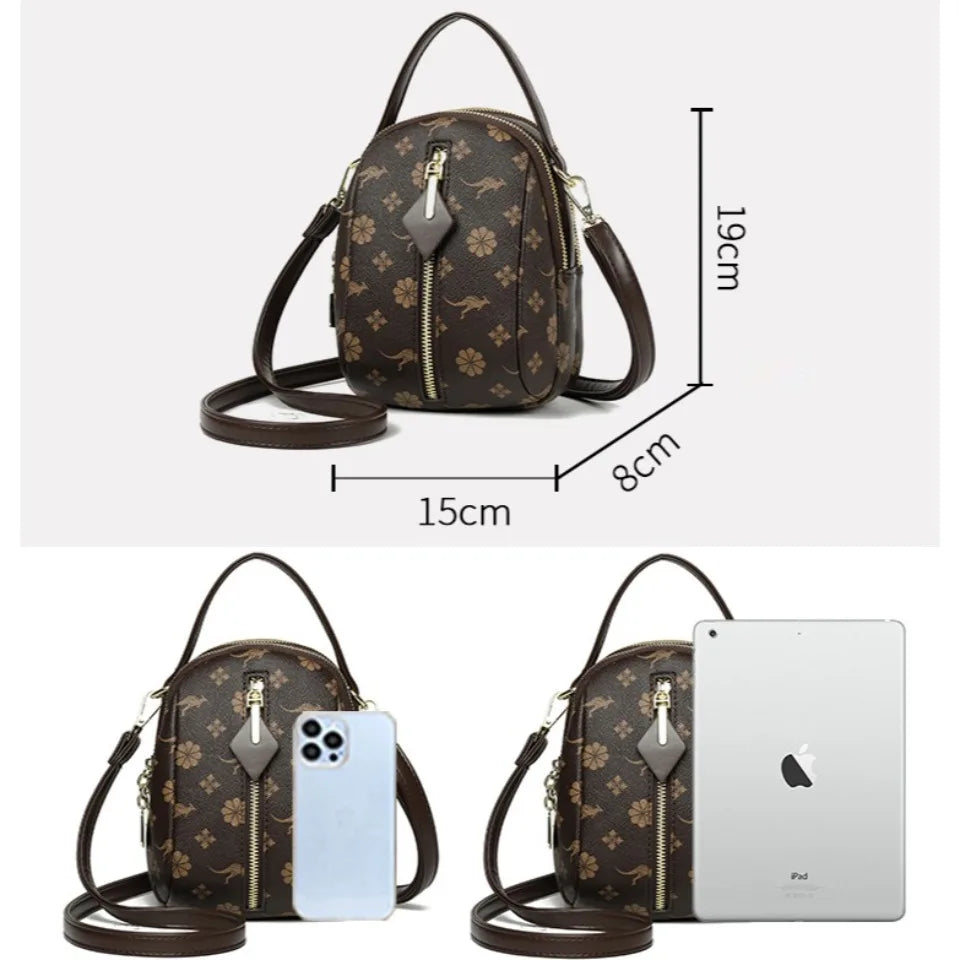 Printed Leather Small Shoulder Phone Bag Crossbody Bag